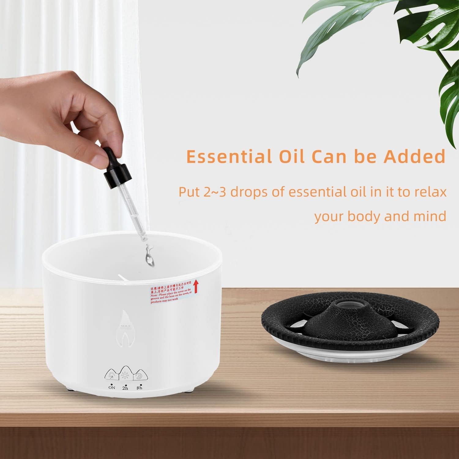 Essential Oil Volcano Diffuser/Humidifier 360ml Waterless Auto-Off, White