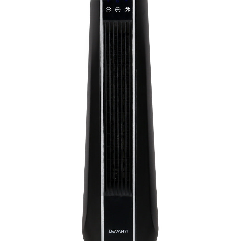 Devanti Electric Ceramic Tower Fan Heater Portable Oscillating Remote Control 2400W Black