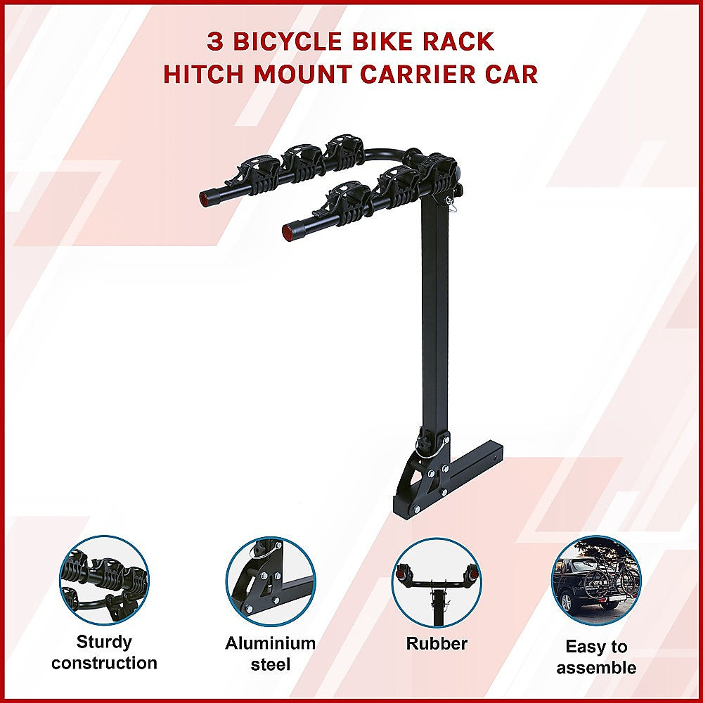 3 Bicycle Bike Rack Hitch Mount Carrier Car