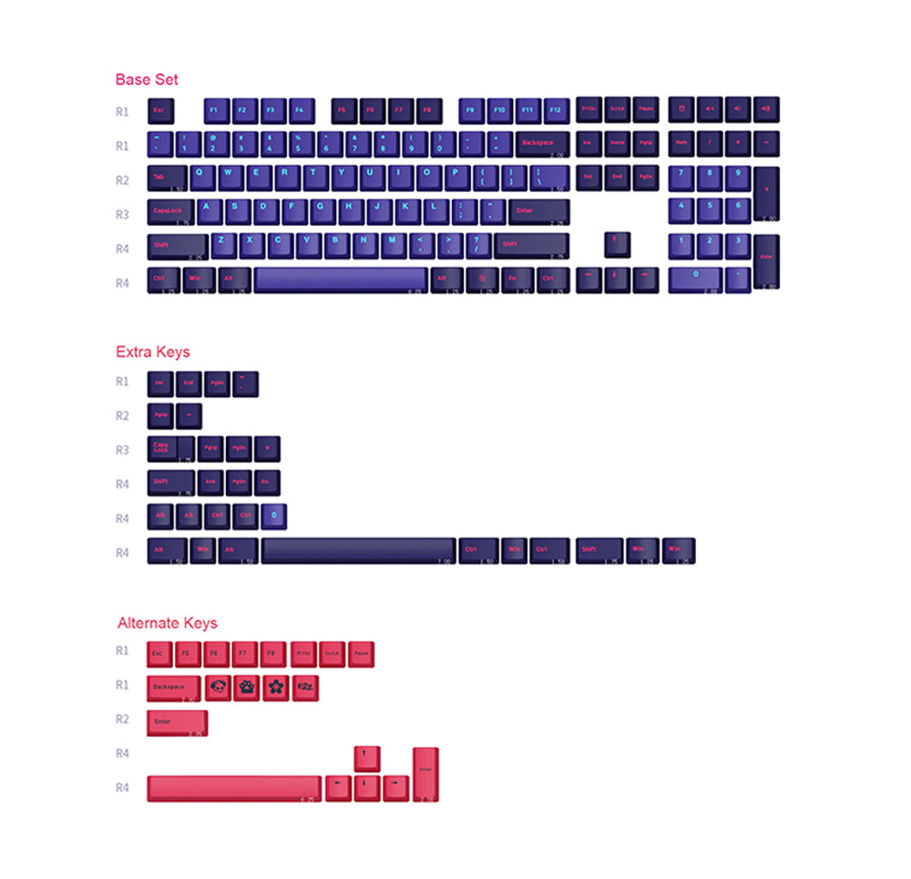 AKKO 157 Keys Neon Keycap Set Cherry Profile PBT Two Color Molding Keycaps