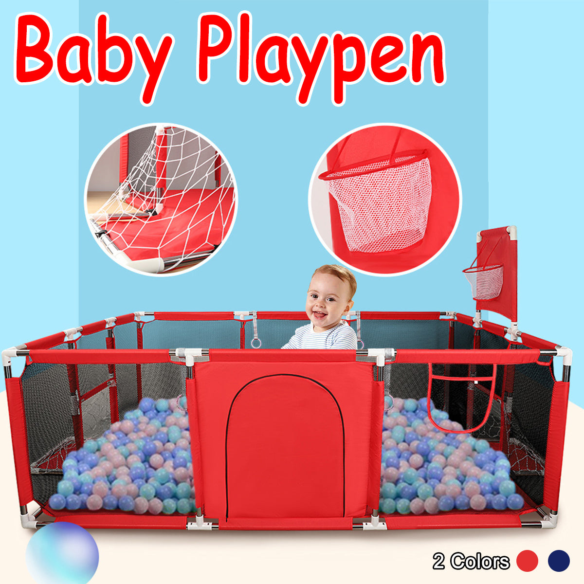 3 in 1 Baby Playpen with Basketball Court