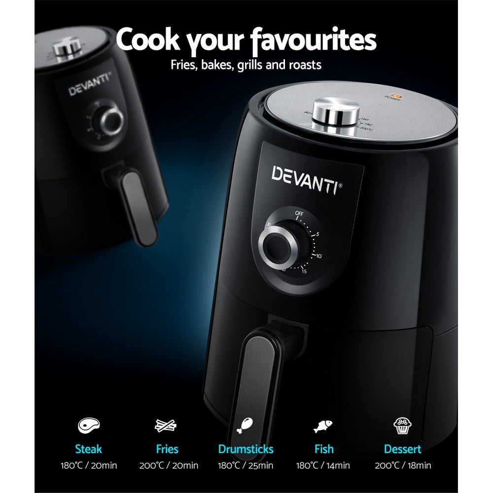 Devanti 1.8L Air Fryer Electrice Fryers Oil Free Airfryer Healthy Cooker Kitchen