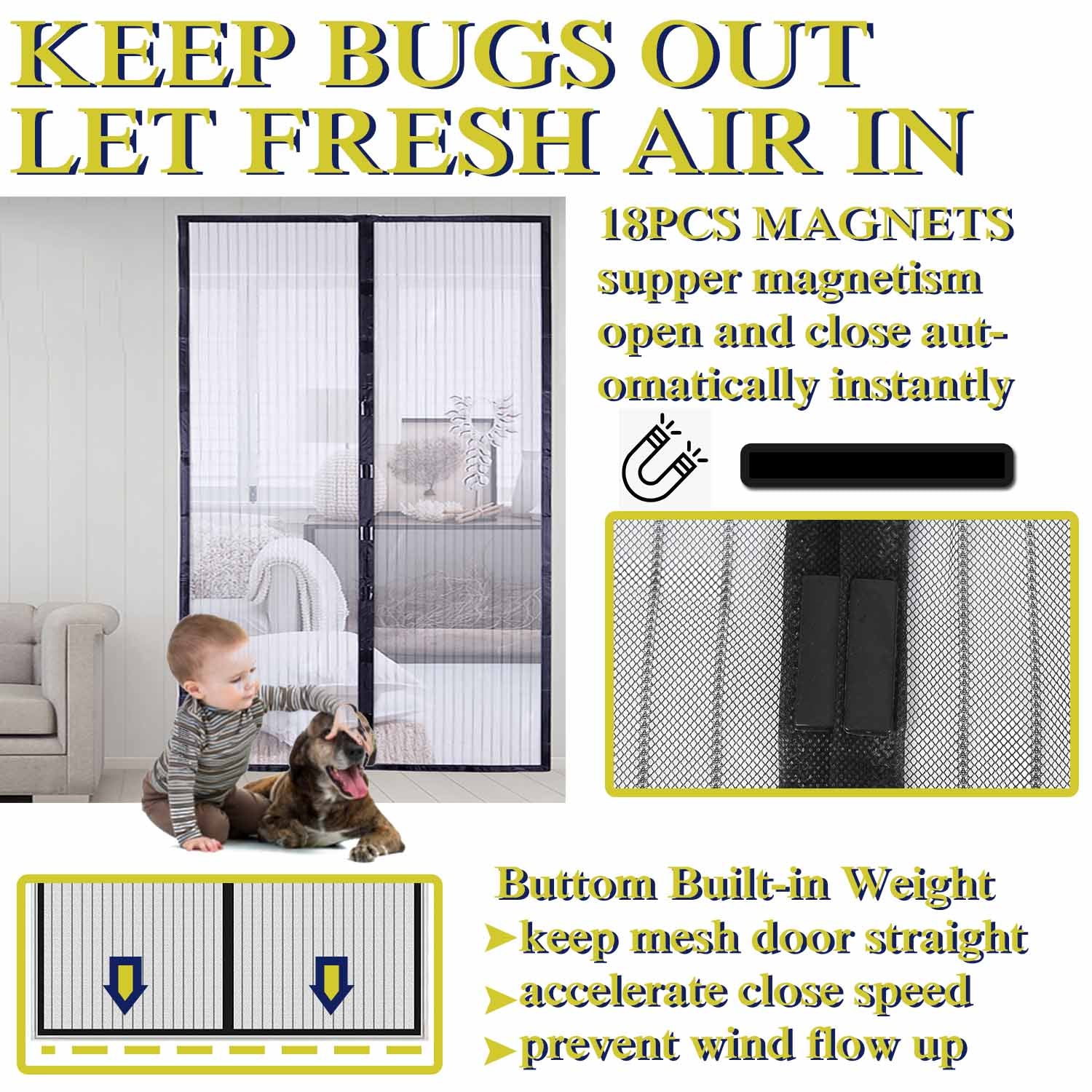 Anti Mosquito Insect Door Curtains Magnetic Net Automatic Closing