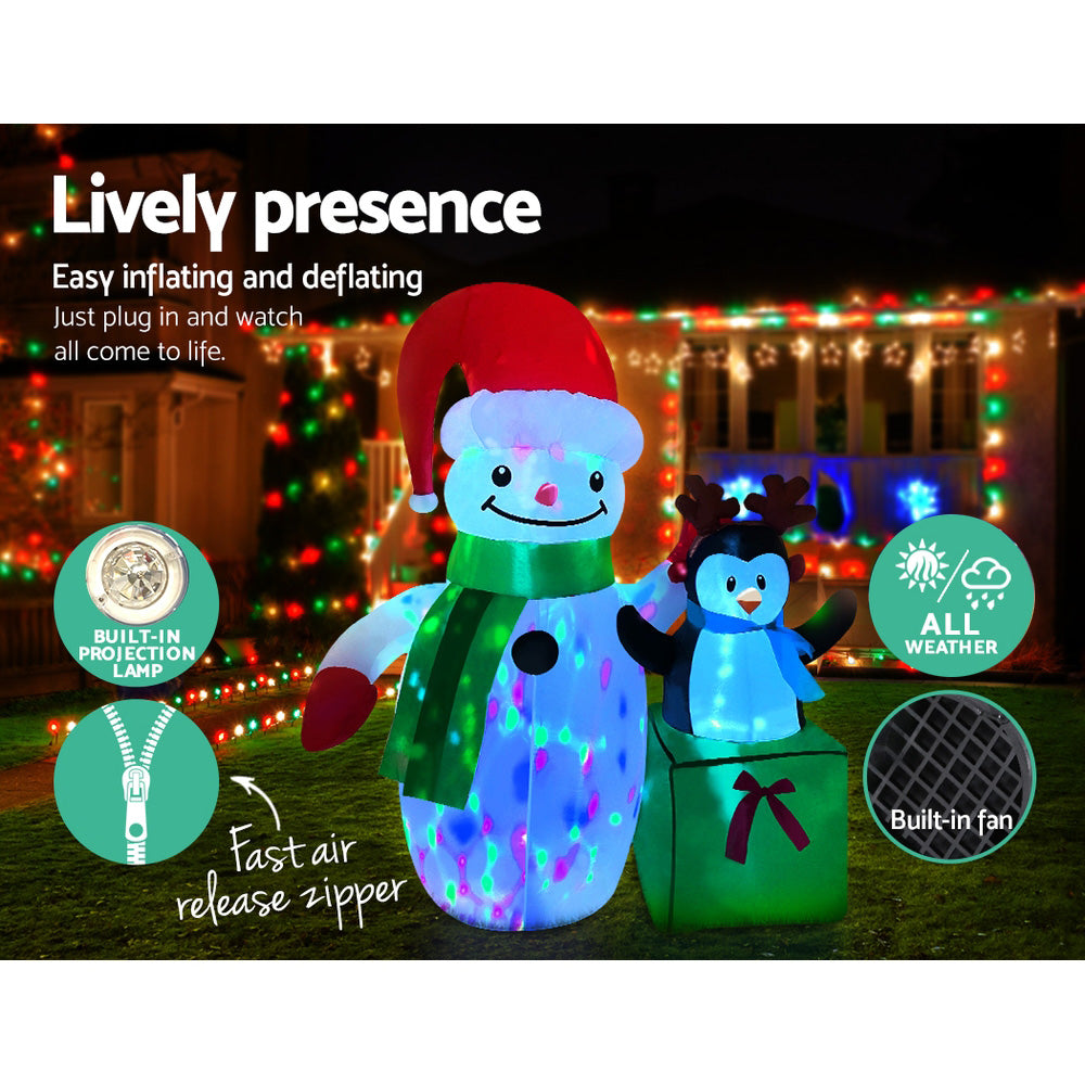 Jingle Jollys Christmas Inflatable Snowman 1.8M Illuminated Decorations