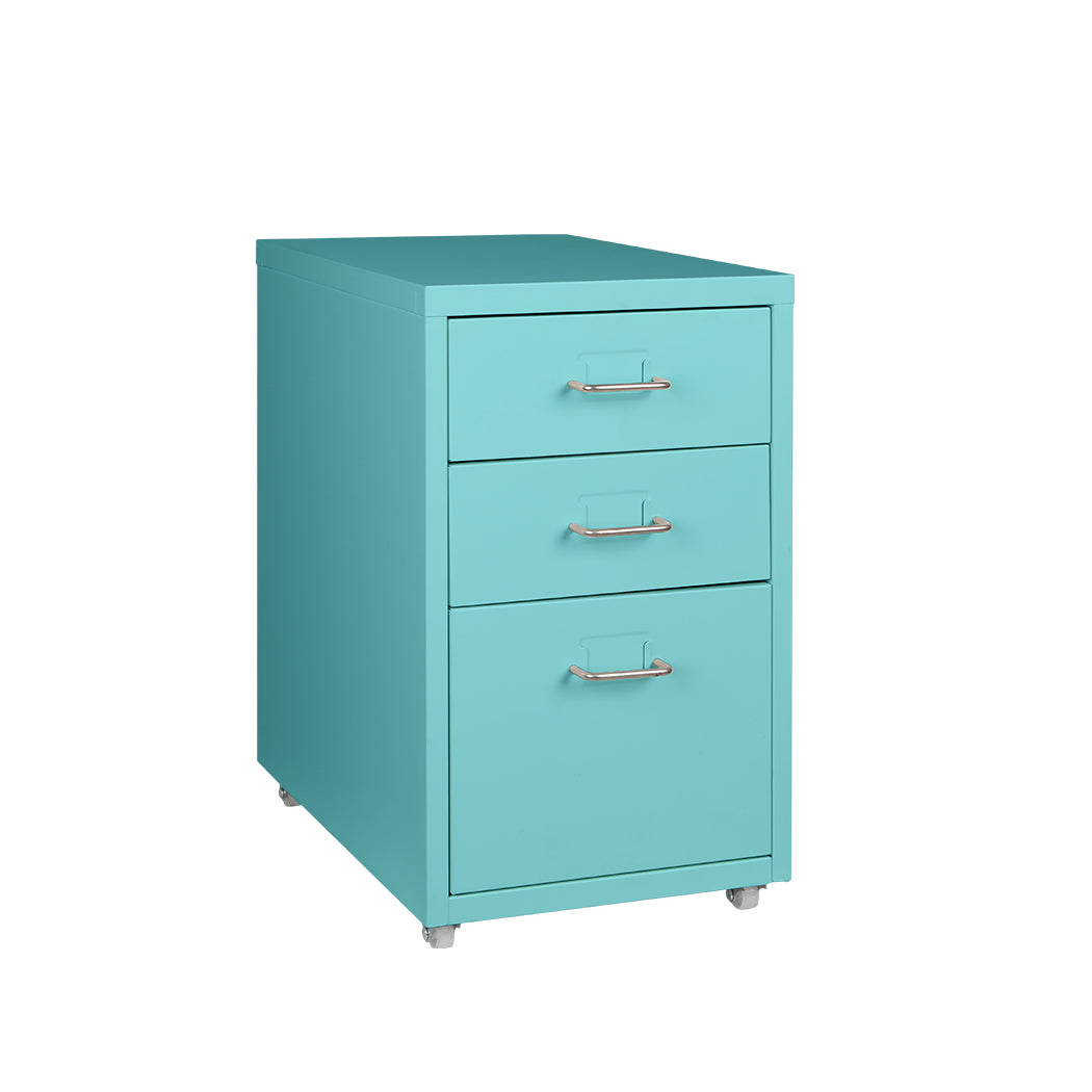 Filing Cabinet Storage Cabinets Steel Metal Home Office Organise 3 Drawer Blue