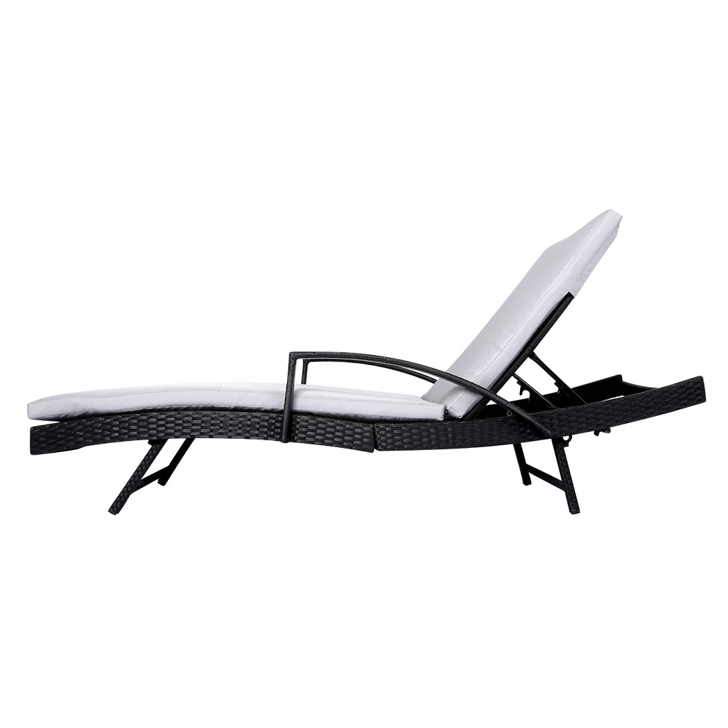 Levede Sun Lounger Wicker Lounge Outdoor Furniture Garden Patio Bed Cushion Pool