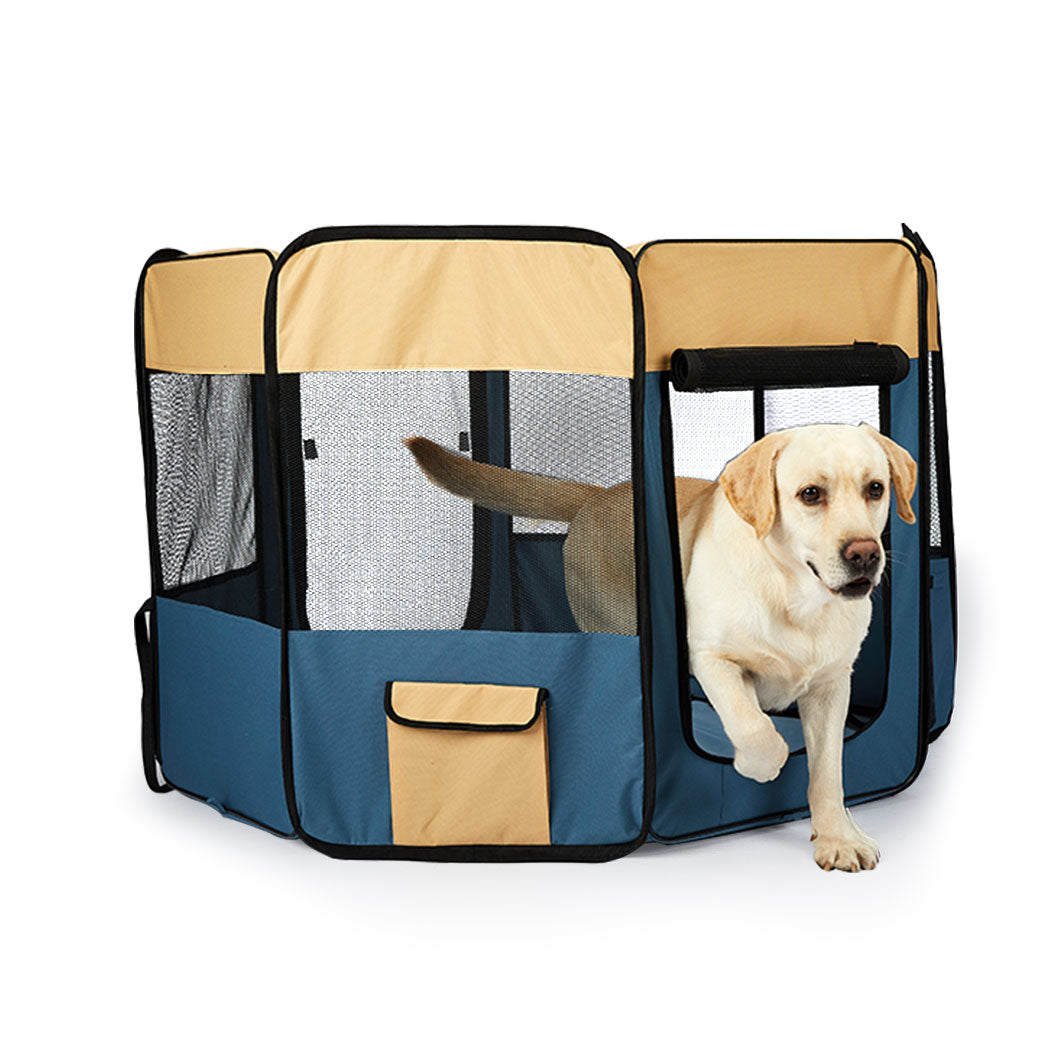 8 Panel Pet Playpen Dog Puppy Play Exercise Enclosure Fence Blue XL