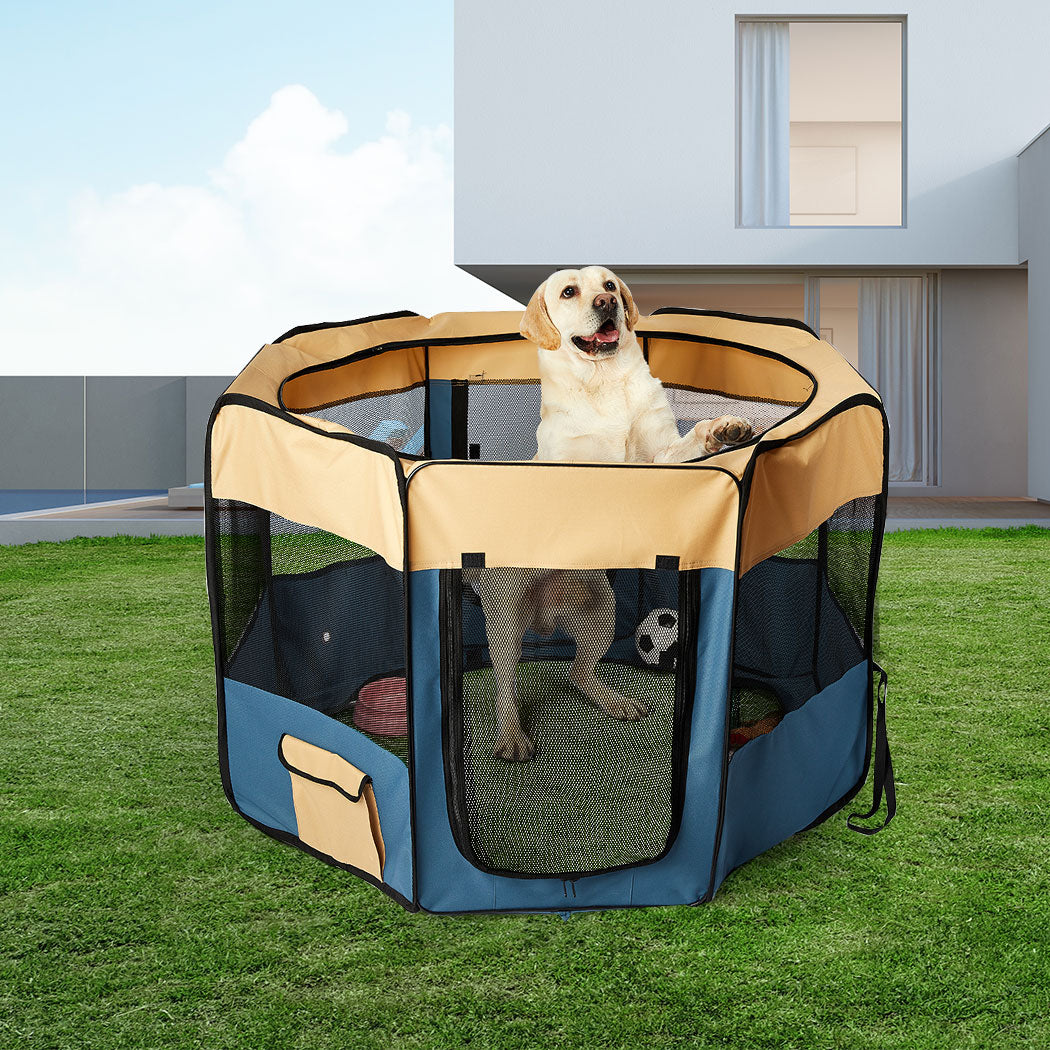 8 Panel Pet Playpen Dog Puppy Play Exercise Enclosure Fence Blue XL